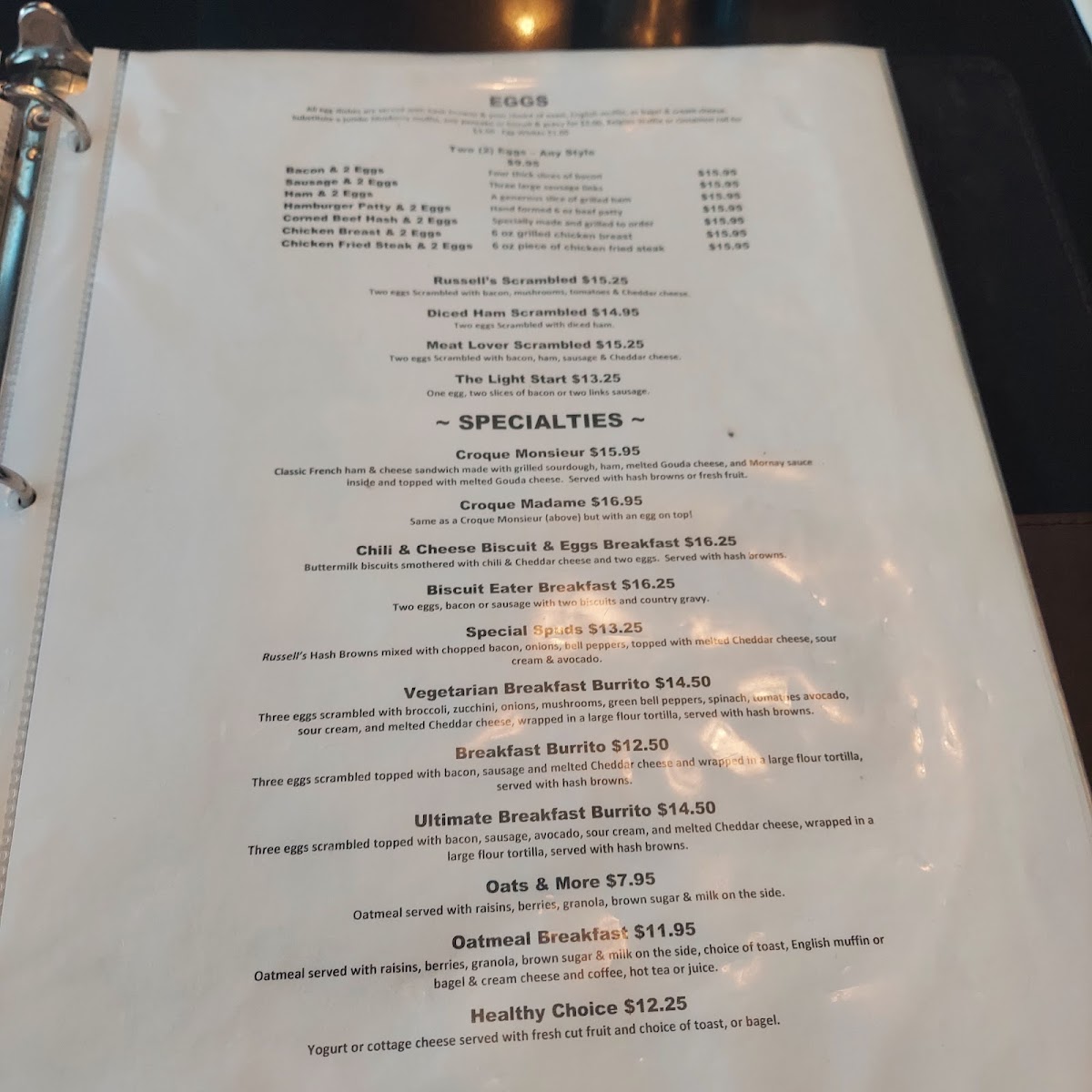 Menu Russell's-10